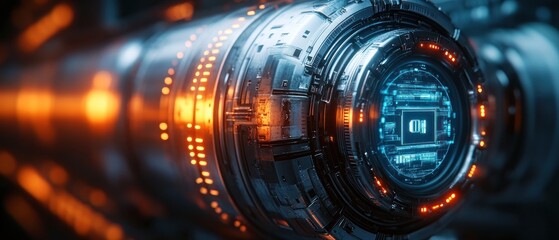 Poster - Futuristic machinery with glowing elements and intricate design