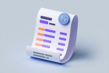 Leinwandbilder - 3d rendered illustration of a financial statement with percentage sign, showing data visualization.