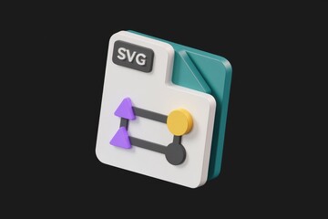 Leinwandbilder - 3D rendering of an SVG file icon with colorful geometric shapes, representing data exchange or vector graphics.