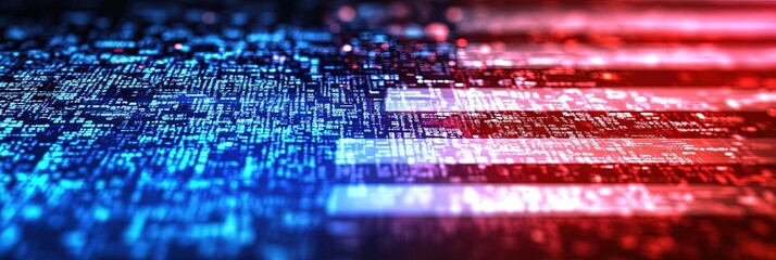 American flag made of digital data - government technology concept