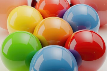 Aufkleber - Colorful glossy spheres arranged closely together, creating a vibrant and visually appealing abstract composition.