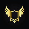 © MD. GULJAR HUSSEN - Golden shield with elegant wings symbolizing strength power and freedom on a black background