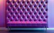 © Curioso.Photography - A stylish purple tufted bench seat with soft lighting, blending luxury and modern design in a minimalistic interior.