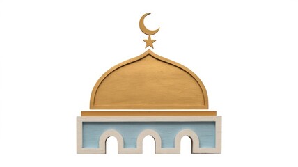 Aufkleber - A stylized depiction of a mosque dome, featuring a crescent moon and star atop a golden dome and light blue base.