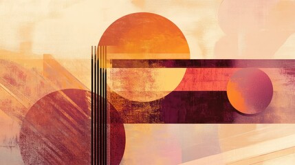 Poster - abstract feng shui elements arranged in a harmonious design with geometric shapes and fluid lines in