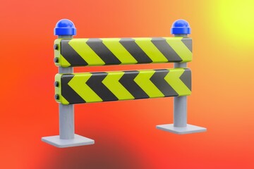 Aufkleber - A 3D rendering of a yellow and black striped roadblock, indicating construction or closure.