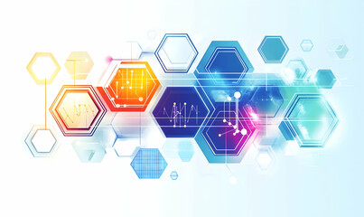 Poster - White background with hexagonal patterns, a white and gray color scheme