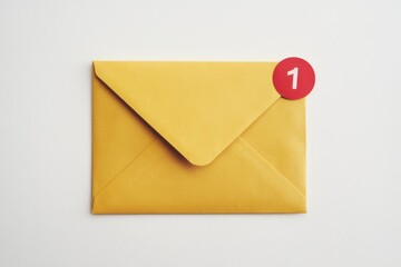 Poster - A yellow envelope with a red notification circle indicating one unread message.