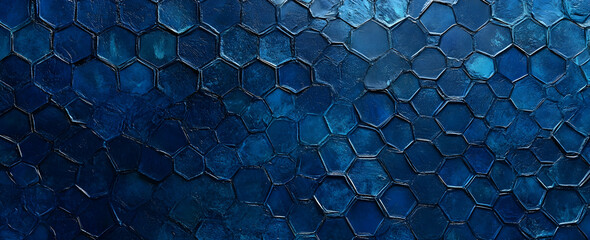 Poster - Blue background with dark blue hexagons