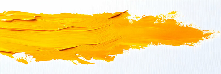 Poster - Abstract yellow oil paint brush strokes on a white background