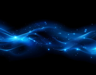 Aufkleber - Abstract blue background with glowing digital connections and mesh lines