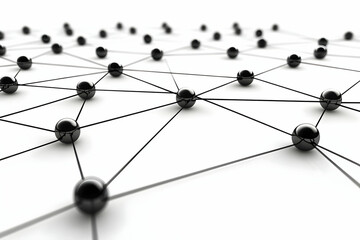 Poster - A network of interconnected nodes and lines representing the global digital world, with a white background