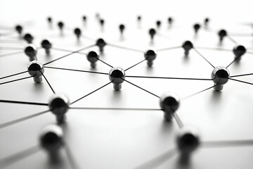 Poster - A network of interconnected nodes and lines representing the global digital world, with a white background