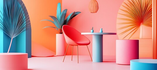 Poster - A creative office environment with design elements and empty space for text