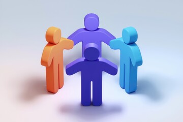 Aufkleber - Four colorful figures forming a circle, symbolizing unity, teamwork, and collaboration.