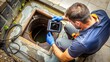 © jaeng - A drain cleaning company uses a camera to inspect a clogged drain before clearing it out , drain, cleaning, company
