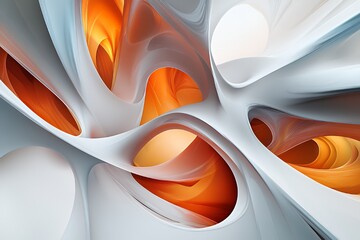 Poster - Abstract Orange and Gray Swirling Forms