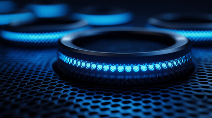 Fototapete - Circular high-tech halo with a sleek design, evoking innovation and connectivity. Ideal for digital projects and presentations.
