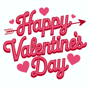 Celebrating Love A Festive 'Happy Valentine's Day' Design with Hearts and Arrows vecor illustration with white background