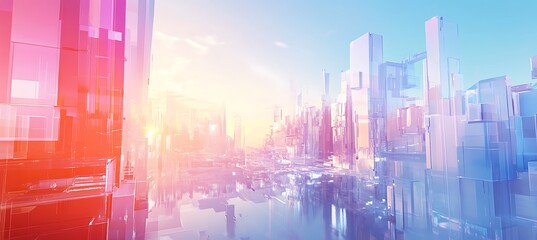 Poster - A futuristic cityscape with innovative architecture and open space for text 