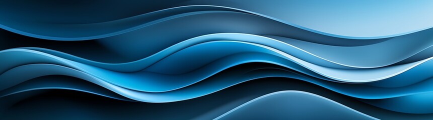 Poster - Abstract waves of fluid gradient in blue tones create a dynamic visual effect, perfect for backgrounds and creative projects.