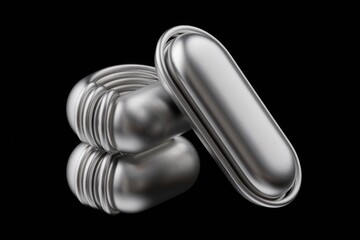 Aufkleber - Abstract metallic sculpture with cylindrical and oval shapes, showcasing sleek design and reflective surface.
