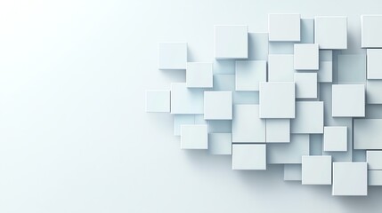 Poster - Abstract 3D geometric pattern with white cubes on a light background, ideal for modern design concepts and minimalist themes.