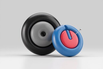 Poster - Abstract 3D rendering of colorful geometric shapes, possibly representing a power button or control interface.