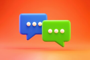 Leinwandbilder - 3D rendered image of two colorful speech bubbles symbolizing communication and dialogue.