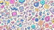 © irawan - Colorful Doodle Pattern Featuring Technology and Nature Elements