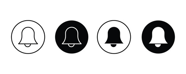 Poster - Notification bell icon set with circle, Notification bell icon set. Social media element. Alarm symbol. Vector illustration.