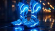 © Linus - Two pairs of blue and white robotic boots