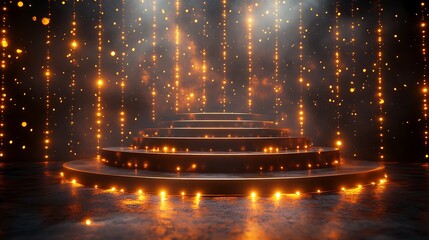 Poster - Illuminated stage steps sparkling elegantly under a radiant spotlight glow picture