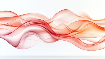 Poster - Abstract red and orange waves flow elegantly across a white background, creating a sense of movement and fluidity. Ideal for creative projects and design inspiration.
