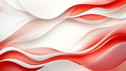 Poster - Abstract red and white waves create a smooth, flowing pattern