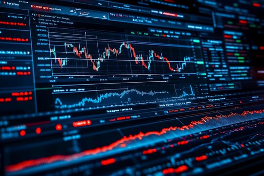 Stock Market Charts Display on Computer Screen