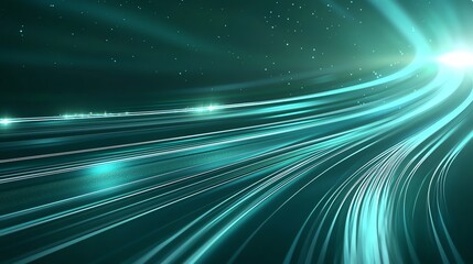 Poster - Abstract futuristic light trails in a cosmic setting, showcasing dynamic motion and energy. Perfect for illustrating speed, innovation, and modern technology concepts.