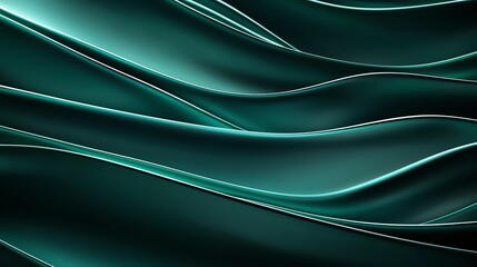 Poster - Abstract teal fabric background with flowing curves