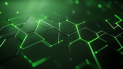 Poster - Futuristic green hexagonal pattern glowing with bright lines, symbolizing modern technology and digital innovation. Perfect for tech-themed concepts and digital backgrounds.
