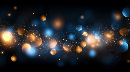 Poster - Abstract glowing spheres with vivid blue and orange hues create a mesmerizing bokeh effect, perfect for backgrounds, digital art, or creative projects.