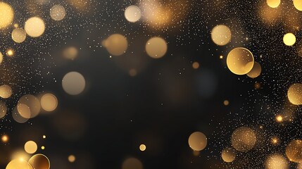 Poster - Elegant golden bokeh lights on a dark background, creating a sparkling and festive atmosphere perfect for celebratory and luxury-themed designs.