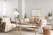 © Pixel-Shot - Interior of light living room with armchair, lamp and sofa