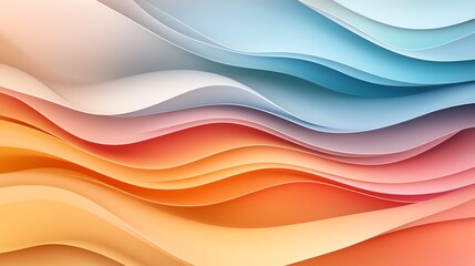 Poster - Abstract waves of vibrant blues, oranges, and pinks blend seamlessly, creating a dynamic and fluid visual effect perfect for creative designs and backgrounds.