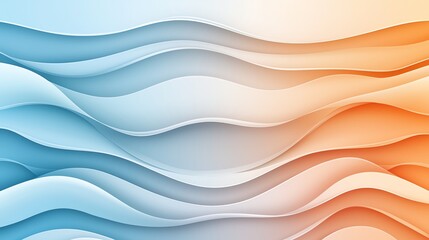 Poster - Abstract wavy pattern blending cool blue and warm orange hues. Ideal for backgrounds and design projects, conveying harmony and balance through fluid, seamless curves.