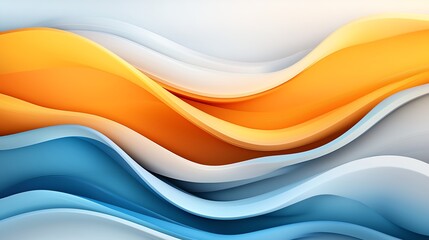Poster - Dynamic abstract waves in vibrant blues and oranges create a visually captivating backdrop, perfect for modern design projects seeking energy and movement.