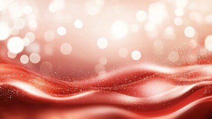 Poster - Abstract wave pattern in shimmering red tones with glowing bokeh lights, creating a festive and elegant atmosphere. Ideal for backgrounds, design elements, and creative projects.