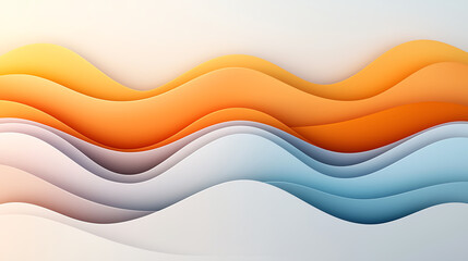 Poster - Abstract image of layered waves in orange and blue tones, creating a smooth gradient. Ideal for backgrounds, design elements, and modern art concepts.