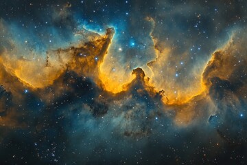 Wall Mural - Vibrant cosmic clouds illuminate the night sky in a stunning display of stellar formations and distant galaxies