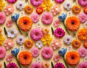 Wall Mural - Spring flowers pattern as background, texture 