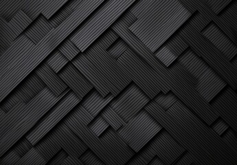 Poster - Abstract black textured pattern with overlapping rectangles. Modern geometric design perfect for backgrounds, presentations, and artistic projects.